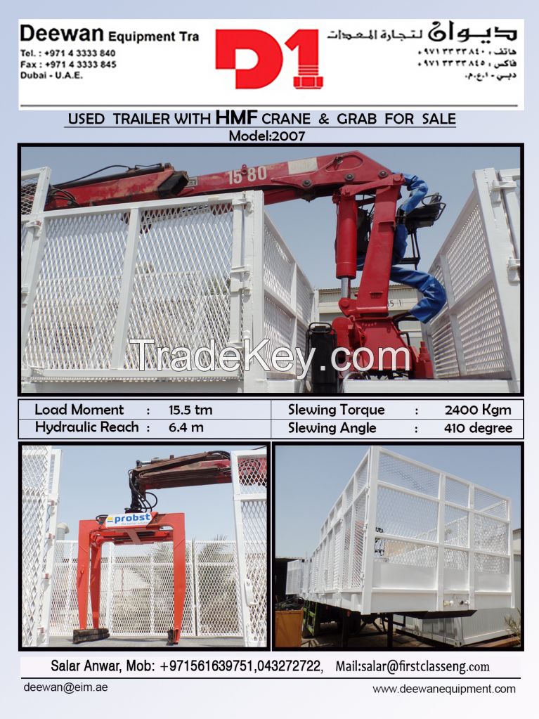 Trailer with HMF crane