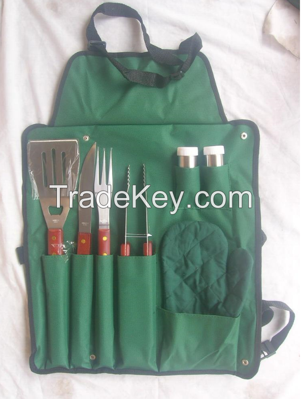 Set tools, apron 6 woolly BBQ tools, BBQ, apron BBQ set, BBQ