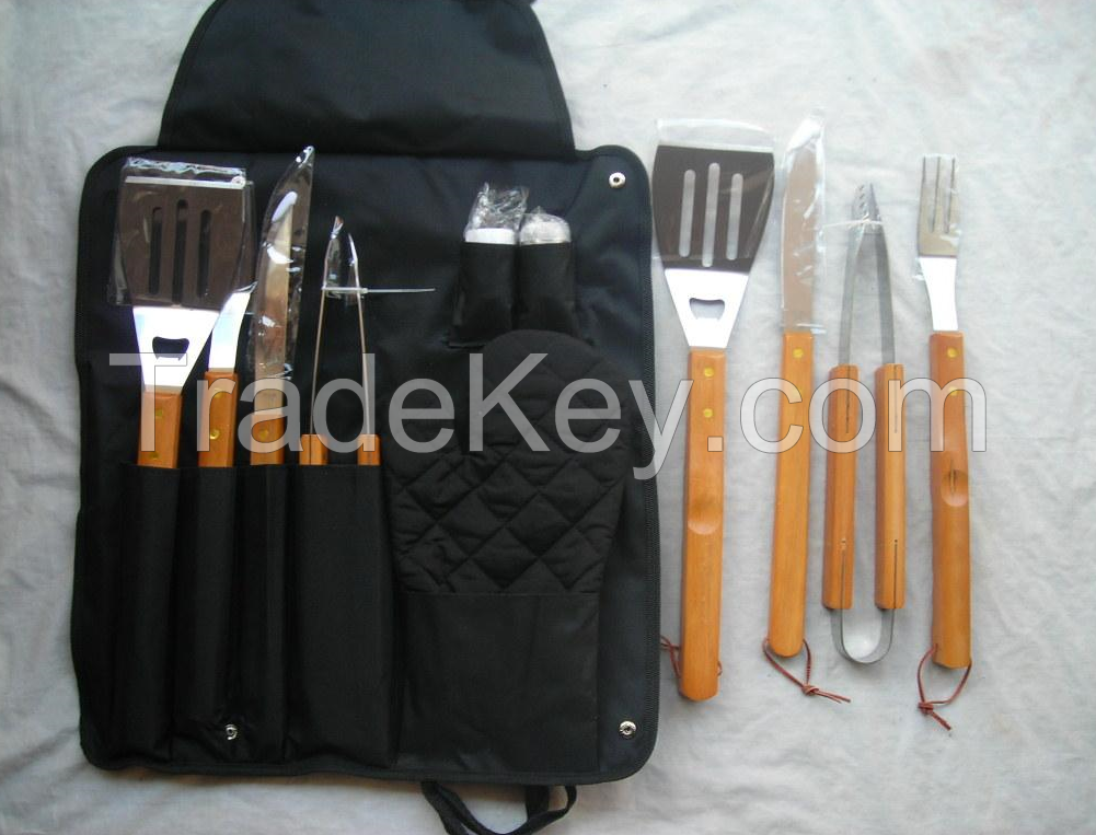 Set tools, apron 6 woolly BBQ tools, BBQ, apron BBQ set, BBQ