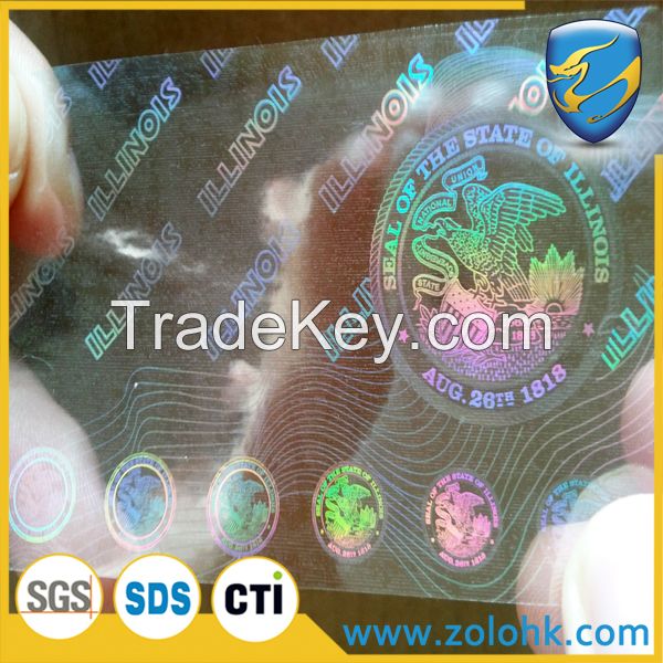 China Hologram 3D sticker, laser print hologram sticker, void hologram sticker