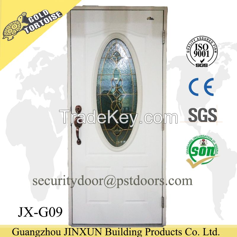 Interior used Steel panel doors with decorative glass insert