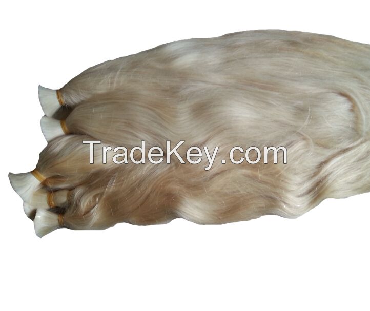 Blonde human hair,golden hair bulk,Grey and blond human hair extensions,100%human hair