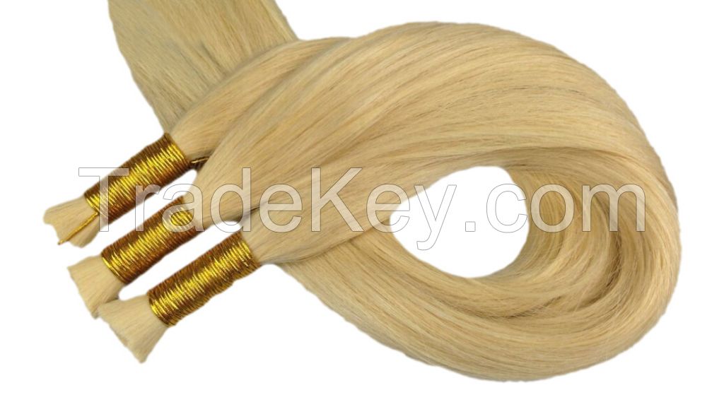 Blonde human hair,golden hair bulk,Grey and blond human hair extensions,100%human hair