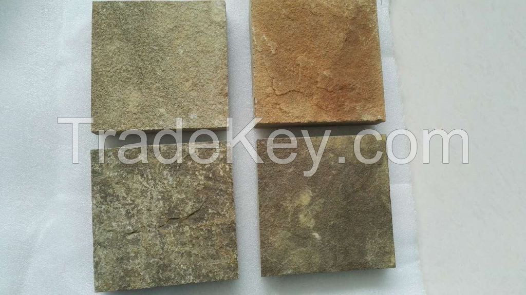 Brown sandstone paving