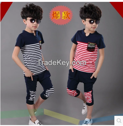 Children's wear in the summer with cuhk boy two-piece suit the new chi