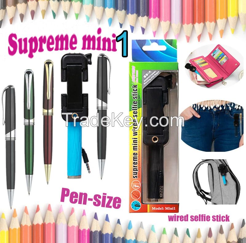 Supreme mini wired selfie stick, cable take pole selfie stick