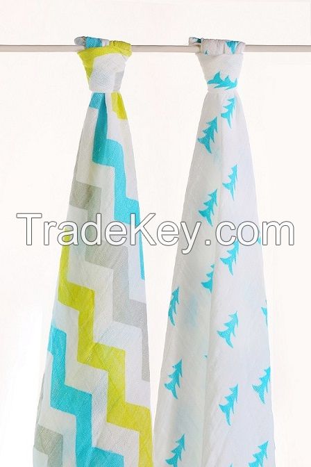 LAT pre-washed organic cotton muslin swaddles