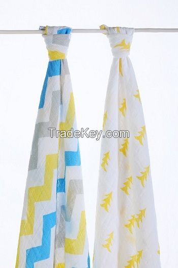 LAT pre-washed organic cotton muslin swaddles