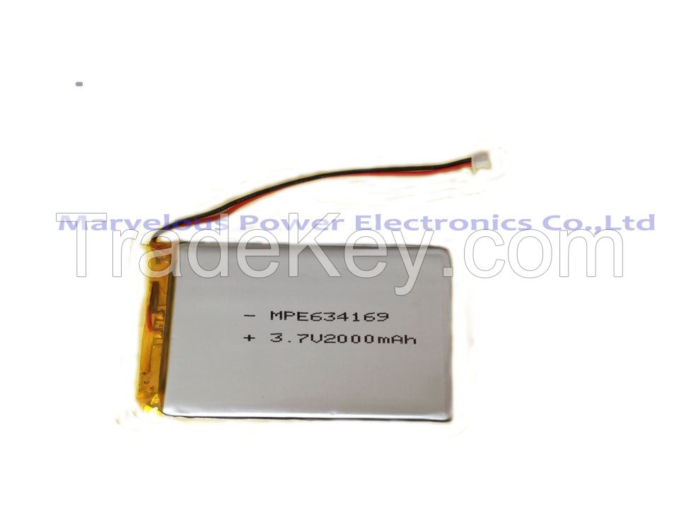 634169 3.7V 2000mah tablet, digital camera, camcorder battery digital product battery with JP PCM