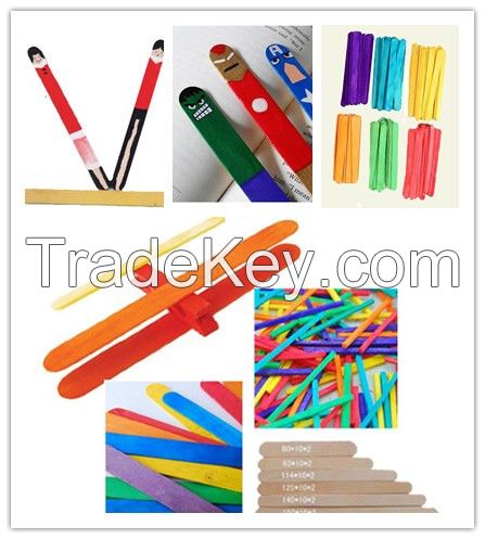 114mm Colored DIY Crafts Creative Kids Wood Sticks