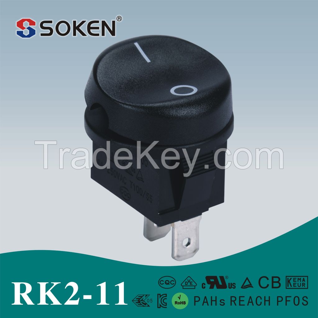 RK2-11 SPST 6A 250VAC Rocker switch