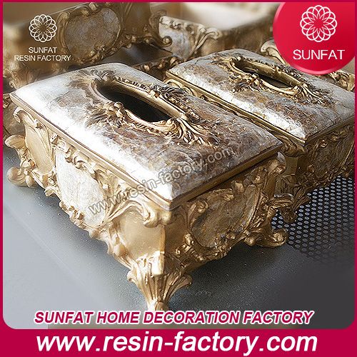 China Factory wholesale Antique home decoration item resin tissue box