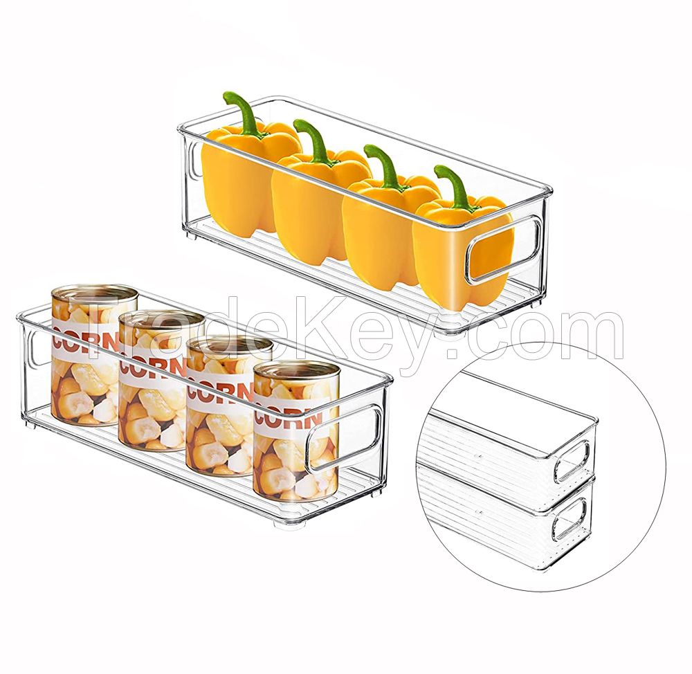 Stackable Refrigerator Organizer Bin Clear Kitchen Organizer Container Bins