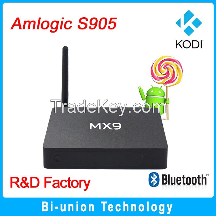 MX9 android 5.1 tv box kodi 16.0 s905 ott tv box android tv box 5.1 play media