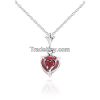 9ct White Gold Heart Necklace with 1.45ct Ruby Pendant