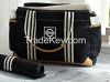 LEBON Black Classic Pure Cotton Twill Mom Diaper Bags With PU Trim/dia