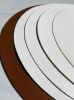 Round brown fake leath...