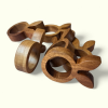 Acacia Wood Bunny ear Napkin Rings - Natural Wooden Table Decoration
