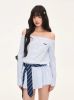 Off Shoulder Striped S...