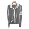 2026 Lady's Sweatshirt Knit Button-up Cardigan Lapel collar