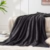 280gsm 3D Ribbed Jacquard Decorative Black Throw Blanket for Couch & Bed Lightweight Warm Cozy Soft Fuzzy Blanket All Seasons