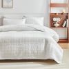 100% polyester solid color 3 pieces embroidery quilted bedspread with pillow case set