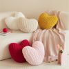  Chunky Knit Throw Pillow Soft Velvet Heart Shaped Decorative Cushion Pillows with Inner Handmade Knitted Pillow for Sofa Bedroom Living Room Decor 