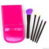 5pc Neon makeup brush set with coordinating bag