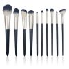 10-Piece Ocean Wave Makeup Brush Set - Synthetic Bristle Foundation, Blush & Eyeshadow Tools with Iridescent Handles