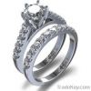 1 3/8 ctw Prong Set Diamond Wedding Set in 14K White Gold Setting