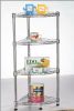 Bathroom 4 Tiers Chrome Carbon Steel Wire Shelving Corner Rack