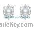 2013 fashion hottest 925 sterling siver pearl stud earring