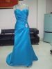 Pleated teal blue sati...