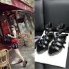 Black strap flat sanda...
