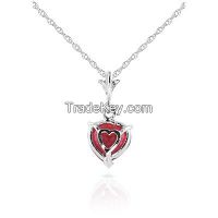 9ct White Gold Heart Necklace with 1.45ct Ruby Pendant