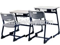 Wooden Top Single School Table and Chair with PVC injection Edge and Metal Leg