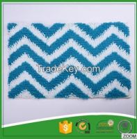 Discount Blue And White Wave-like Jacquard Chenille Bath Mats