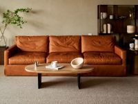 Dark Brown Genuine Leather Sofa