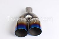 Blue Burnt Exhaust Duo Layer Muffler Tip Stainless Steel 2.5" In 3.5" Out