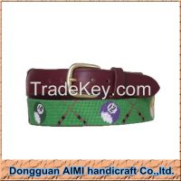 2016 AIMI Good quality embroidery needlepoint belt , man belt with cop