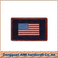 New American flag gift card holder, needlepoint card holder wallet