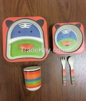 Promotional wholesale biodegradable bamboo fiber kids tableware sets