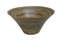 Set Of 3 Round Spun Bamboo Vases