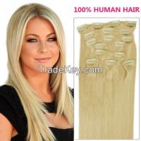 Hot sale 100%human hair clip-in hair  Brzailian hair 