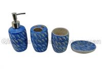 full embossed fish ceramic bathroom set