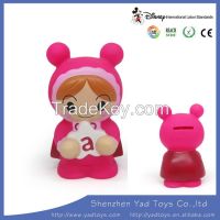 Cute small pink cartoon shape plastic coin box/cash box/coin saver