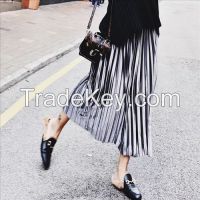 polyester woven metal color gold print fabric for pleated skirt