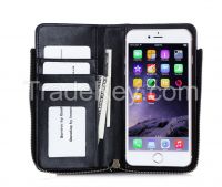 Stylish Design New products Fancy Wallet Case Cover with Zipper Fastener for iphoe 6s