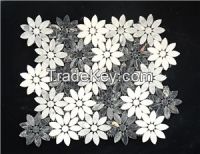 White Carrara Flower Shape Mosaic for Interior Decoration