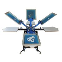 4 color 4 station silk screen printing machine t-shirt printer press equipment carousel